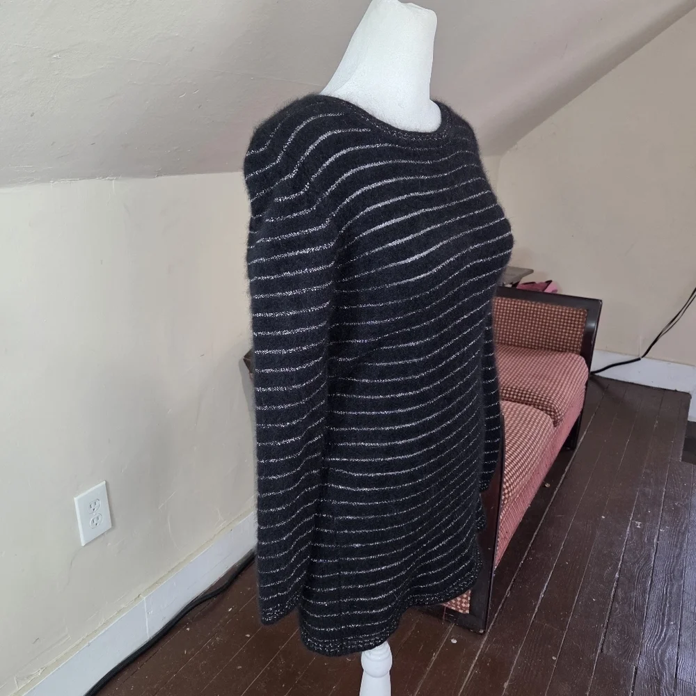 Isabel Marant Angora Blend Striped Longline Sweater Tunic Black Silver Size 3 - Picture 5 of 10